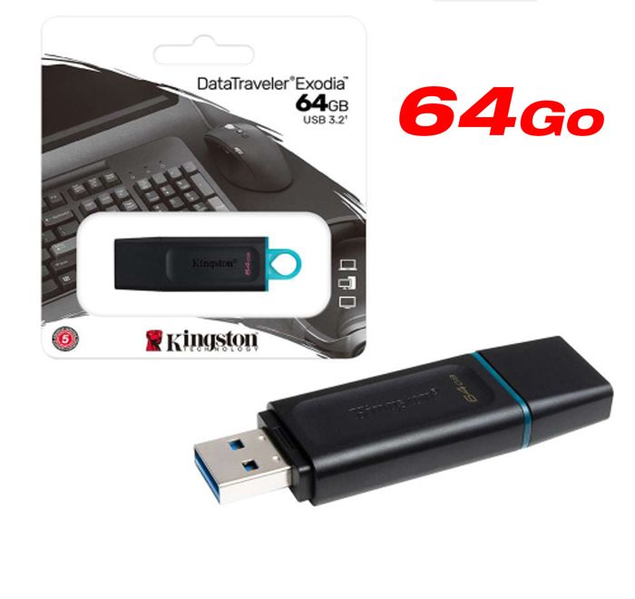 Clé USB - KINGSTON - DataTraveler Exodia - 64 Go - USB 3.2 - Haute vitesse