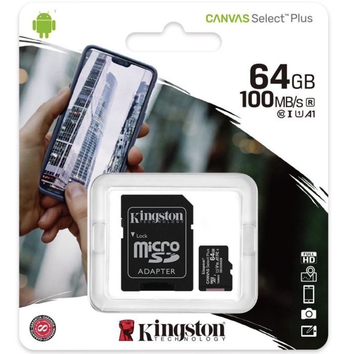 Carte mémoire Canvas Select Plus microSD - 64Go - Avec Adaptateur SD