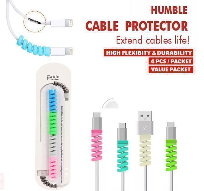 Protecteur de câble en spirale en silicone - Protection anti-casse  - 4 Pcs