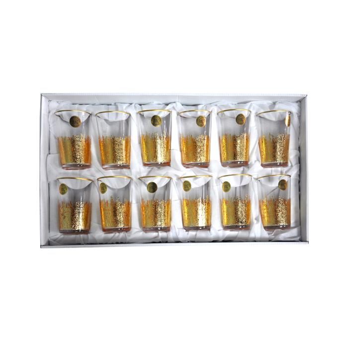 PACK 12 VERRES MURANO A THE MAROCAINE DORE