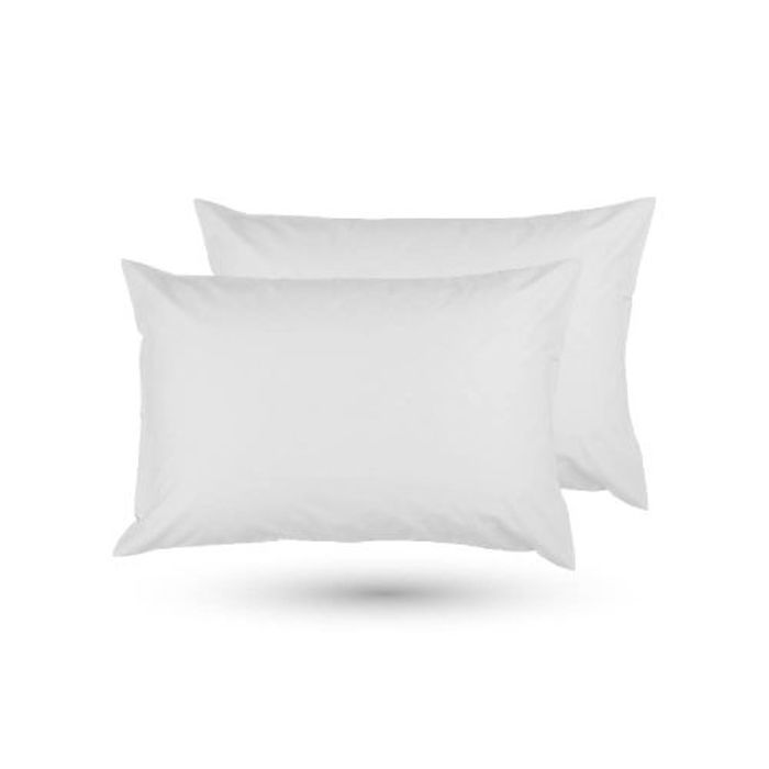 2 Taies D'oreiller - Uni Blanc  50x70cm - Doux & Antiallergique