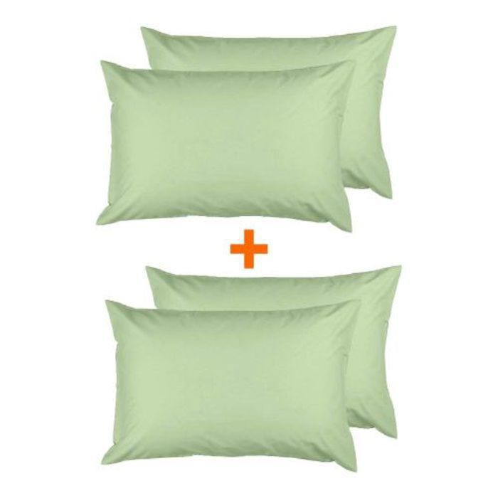 Pack 4 Taies D'oreiller Uni Vert (50x70cm)-  Doux & Antiallergique