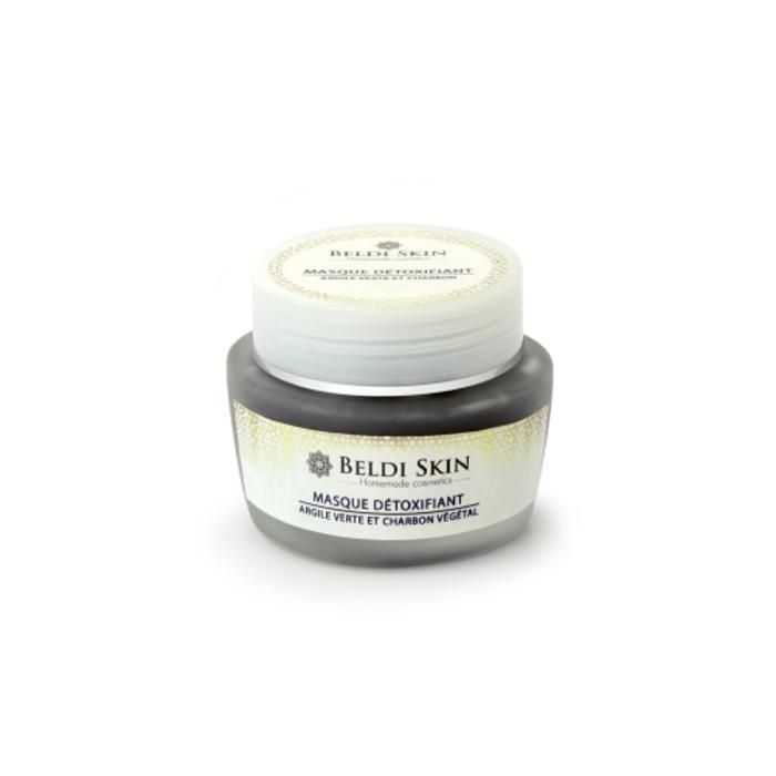 Masque détoxifiant - BELDI SKIN - Reserre pores - Argile verte - Charbon végétal - Huile essentielle de citron