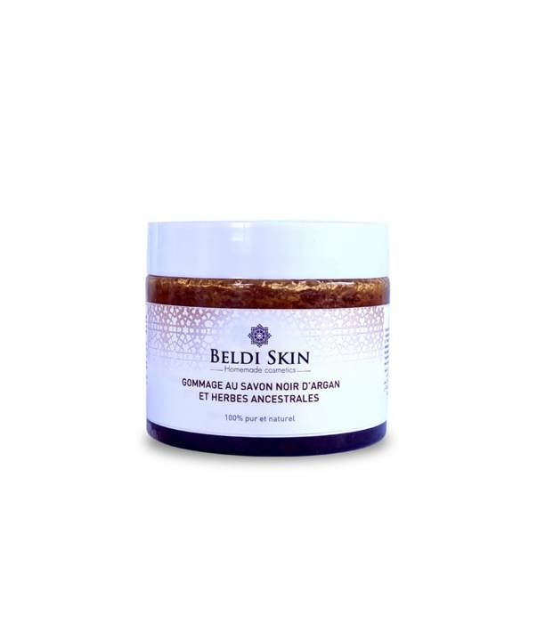 Gommage - BELDI SKIN - Savon noir d'argan - Herbes naturelles - 150 g - Sans parabène