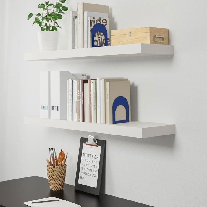 ETAGERE MURALE DE DECORATION BLANCHE 80X22X3,5CM