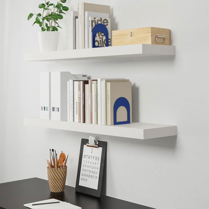 ETAGERE MURALE DE DECORATION BLANCHE 60X22X3,5CM