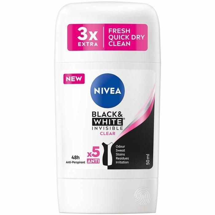 Stick anti-transpirant - NIVEA - B&W Invisible Original - 50ml - Protection 48h - Sans alcool