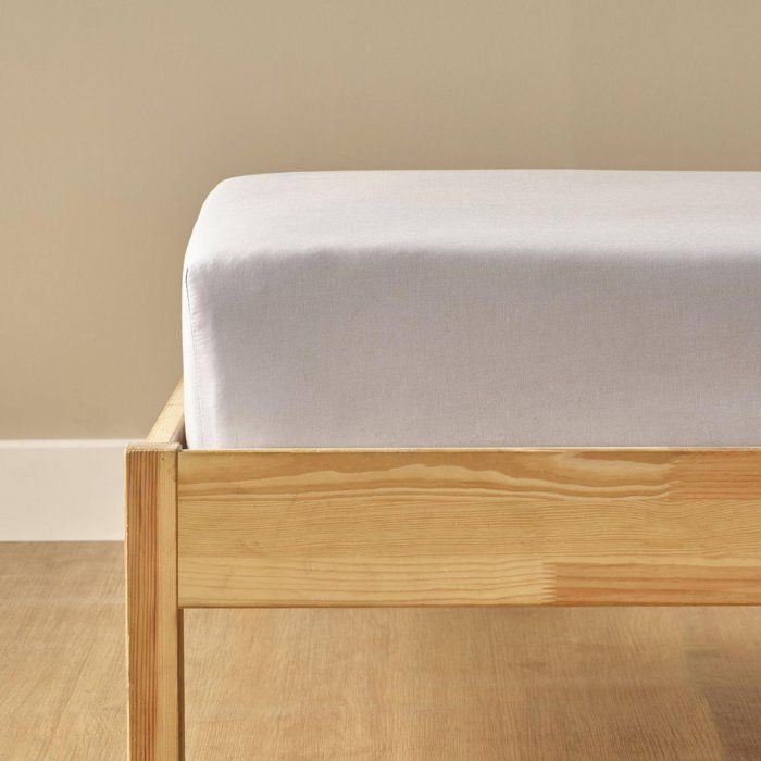 Drap-housse - BELLA MAISON - Satin de coton - 100% coton - Bleu clair - 100x200x35 cm