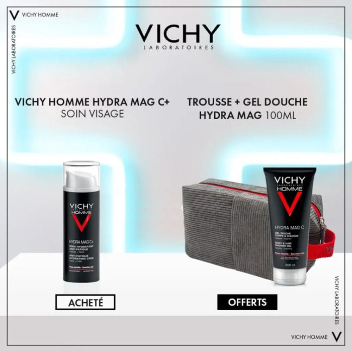 Vichy Homme Hydra mag C+ 50ml+hydra mag C gel 100ml Trousse