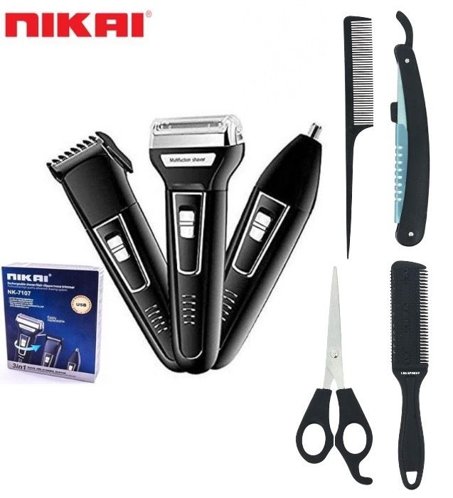 3 en 1 Tondeuse à cheveux Nikai / Rasoir rechargeable / Tondeuse nez