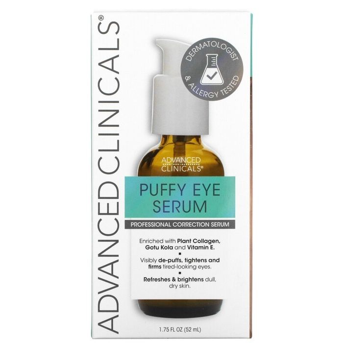 Sérum pour les Yeux - ADVANCED CLINICALS - 52 ml - Anti-poches - Collagène Végétal - Vitamine E