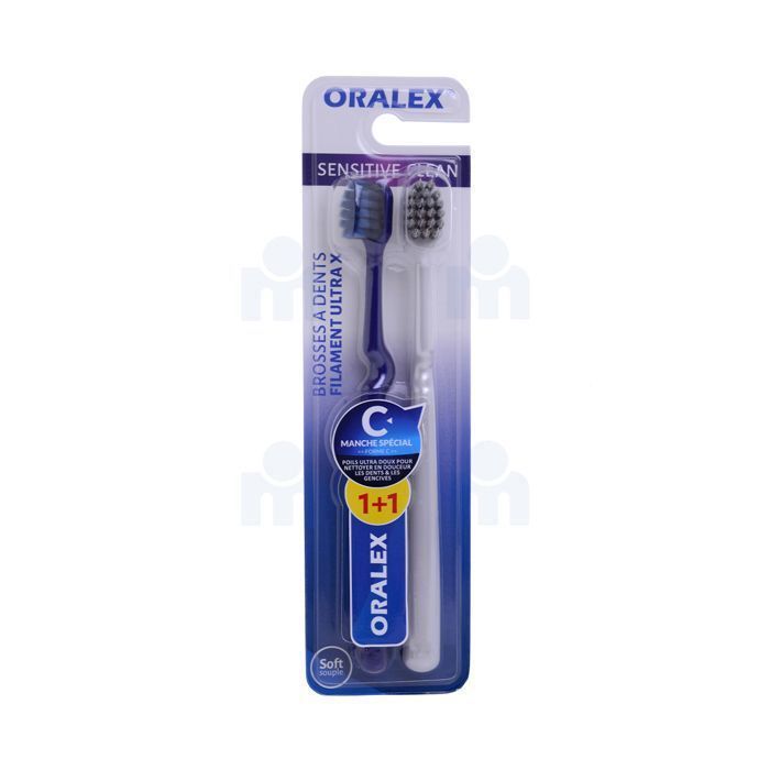 Brosse à dents - ORALEX - Polis en fibre de charbon - 2 pièces - Sans alcool - Mixte