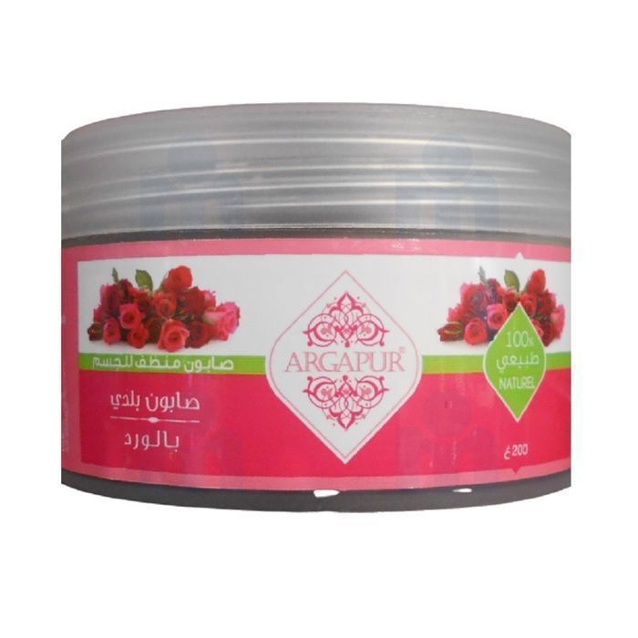 Savon noir - ARGAPUR - 200g - Extraits de rose - Non comédogène - Vegan