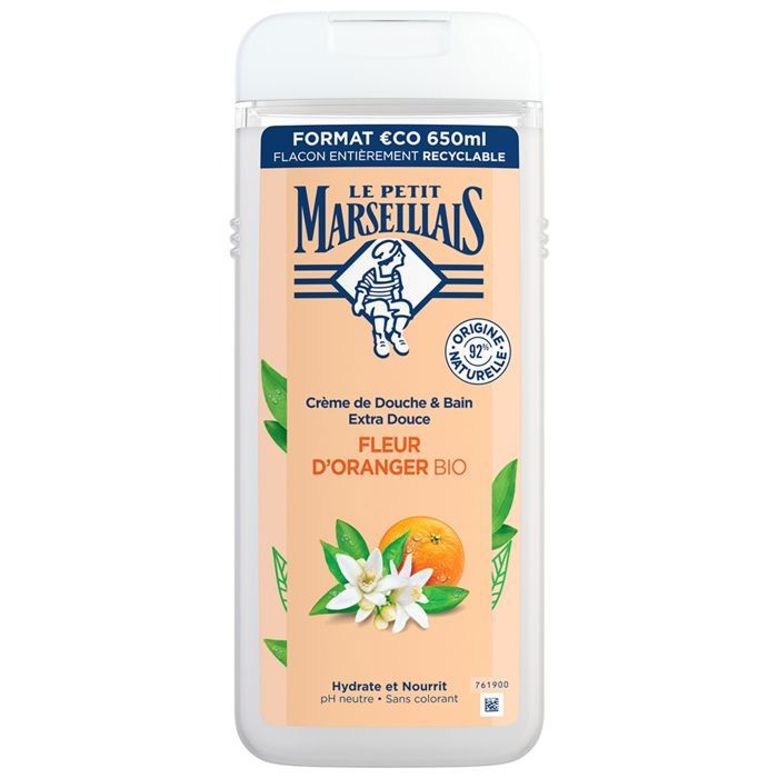 Gel douche - LE PETIT MARSEILLAIS - Fleur d'oranger - 650ml - Hydratant - Doux