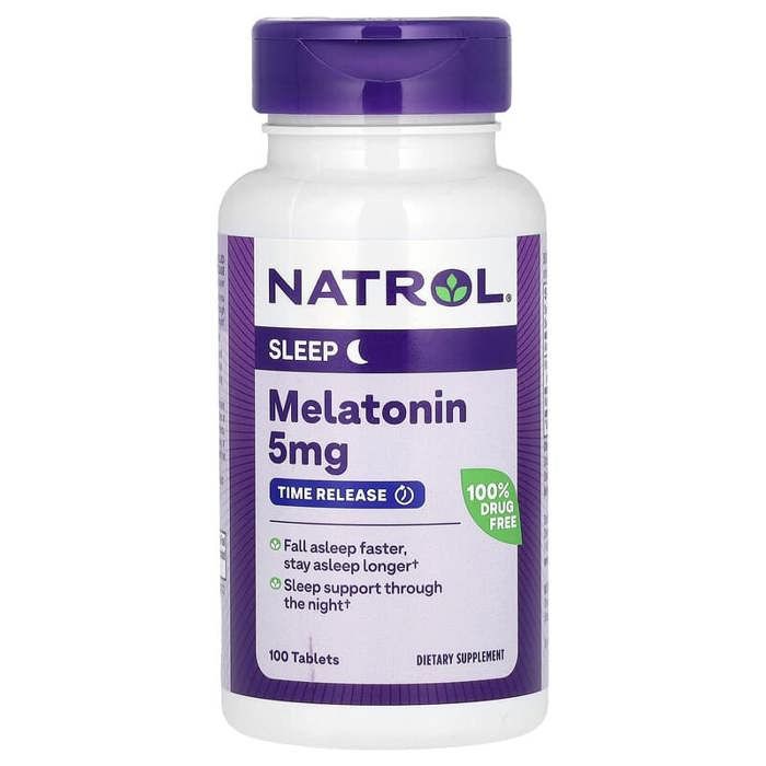 Natrol, Mélatonine, Aide au sommeil à libération prolongée, 5mg, 100 Comprimes – Made in USA