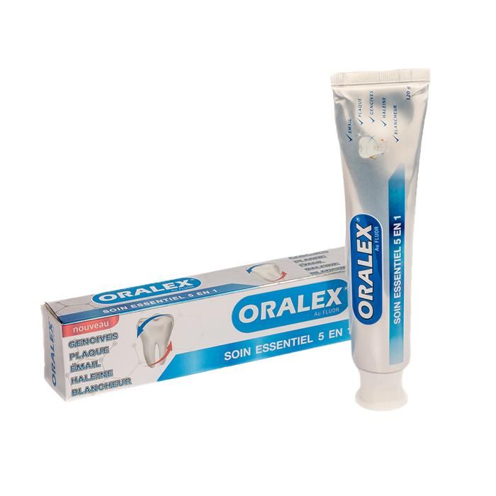 Dentifrice - ORALEX - Soin Essentiel 5 en 1 - 120 g - Sans alcool - Mixte