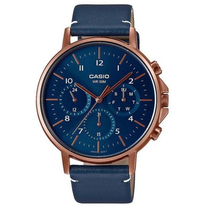 Montre - CASIO - MTP-E321RL-2AVDF - Cadran Bleu - Bracelet Cuir Bleu - Étanchéité 5 Atm