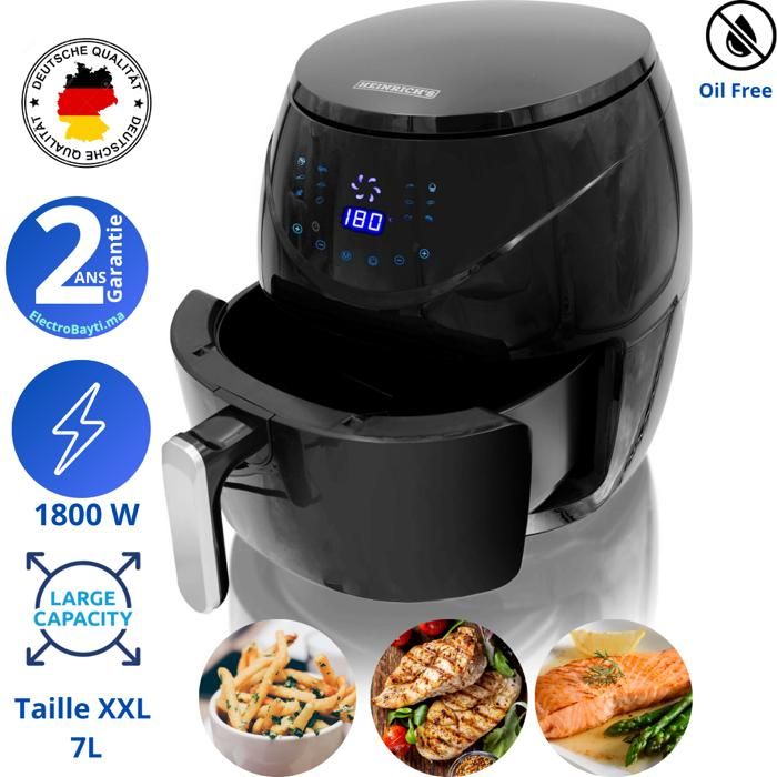 Heinrich's Friteuse sans huile à air chaud 7 Litres 1800W