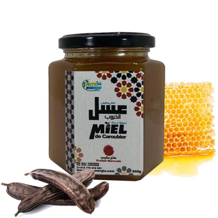 Miel de Caroubier 100 % Pure et Naturelle - 500g- NUTRIENERGIE