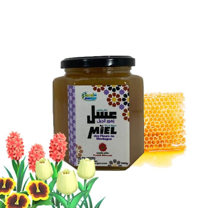 Miel des Fleurs de Montagne (Fleures Sauvages) 100 % Pure et Naturelle - 500g - NUTRIENERGIE
