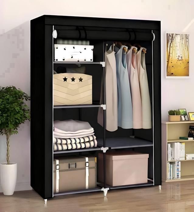Armoire de Vêtements Portable - GENERIC - 2 Portes - Noir - Métal - 175cm x 45cm x 105cm