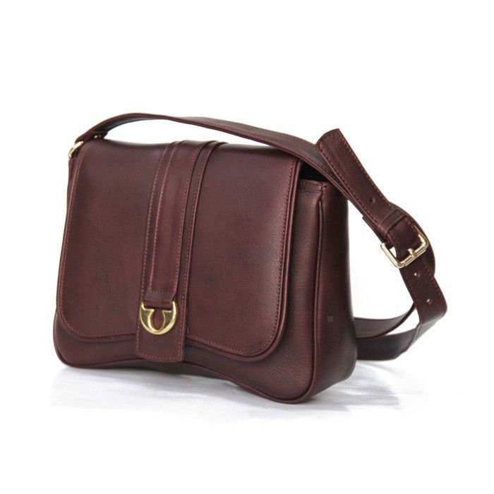 Sac besace - Panama - Cuir véritable - Marron - 18x25x12cm - Zippée