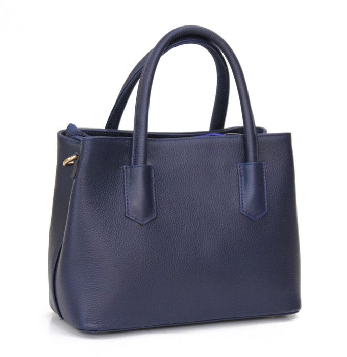 Sac à main - NALA - Cuir véritable - Bleu nuit - Porté main et épaule - Zippé
