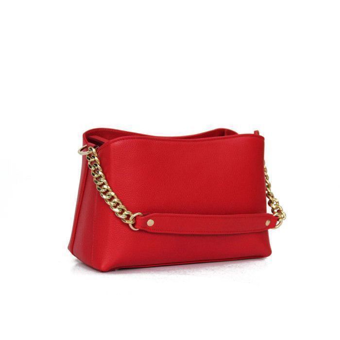 Sac bandoulière - LALA - Mini sac cuir - Cuir véritable - Orange - 17x24x6 cm