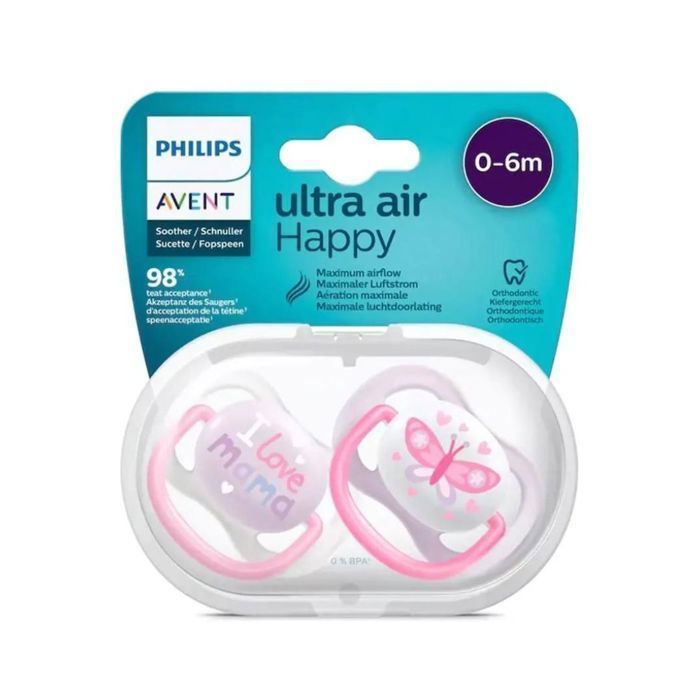 SUCETTE AVENT ULTRA AIR HAPPY I LOVE MAMA 0 6 MOIS FILLE