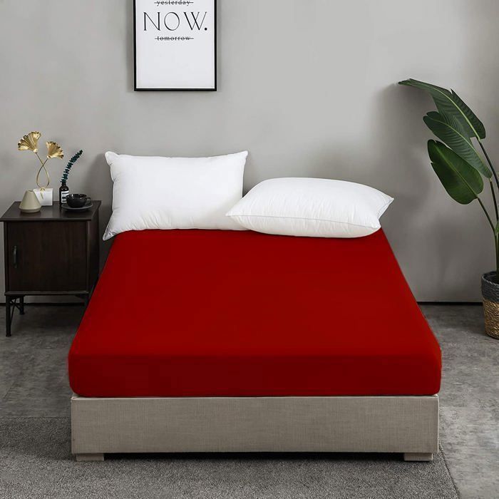 Drap Housse - DWIRTY - Orange Brique - 180x200 cm - Antiallergique - Coton Naturel