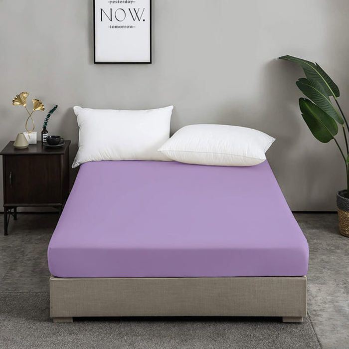 Drap Housse - Antiallergique - Mauve Clair - 140x200 cm - Microfibre - 2 Places