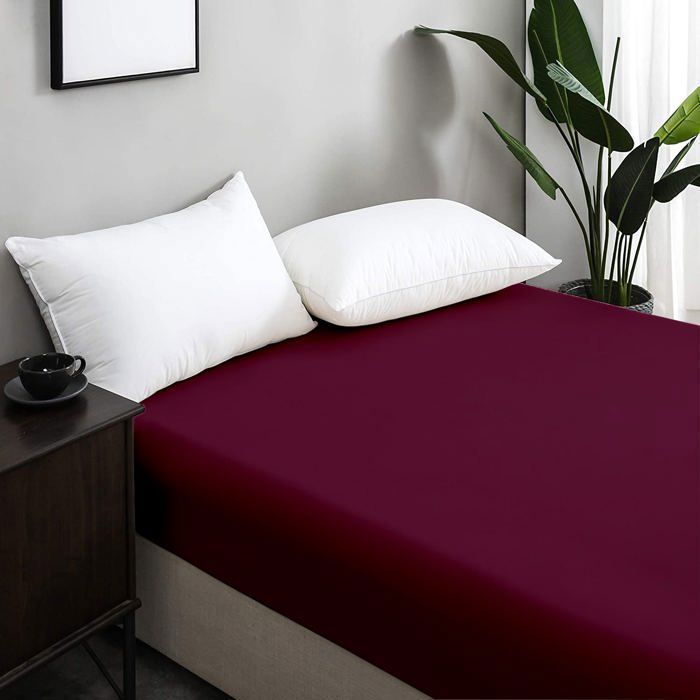 Drap Housse - Aubergine - 140x200 cm - Antiallergique - Microfibre - Lavable