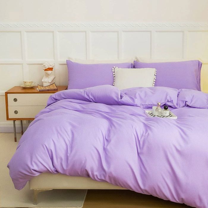 Housse de couette - Antiallergique - Mauve - 220x240cm - 2 taies d'oreiller - Éco-responsable
