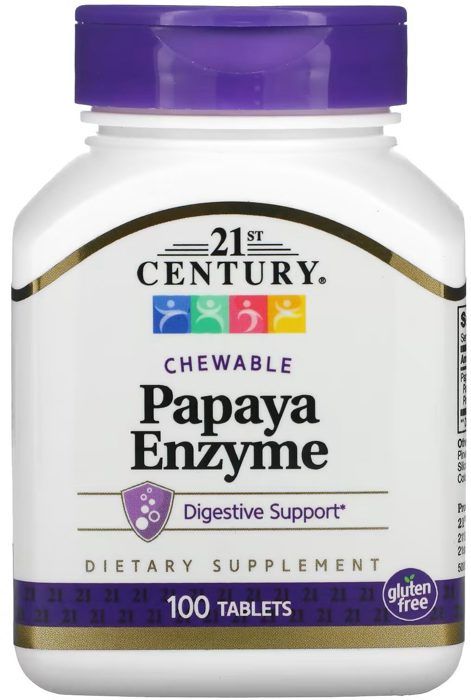 21st Century, Papaya enzyme, 100 comprimés à croquer