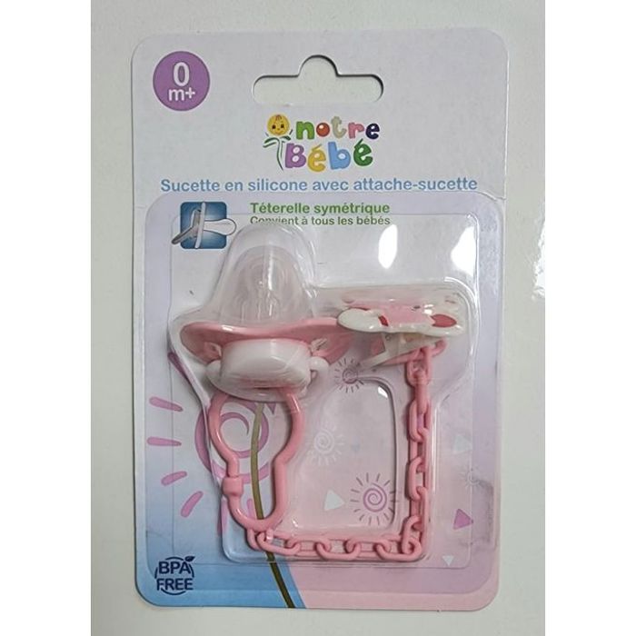 SUCETTE POUCE PM A/C NOTRE BEBE 1er AGE BLEU/ROSE/BLANC