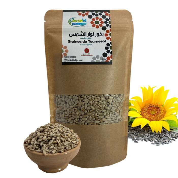 Graines de Tournesol Semi-Grillées Sans Sel 100% Pure et Naturelle- 250g - NUTRIENERGIE