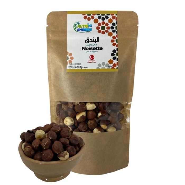 Noisettes Semi-Grillées Sans Sel 100% Pure et Naturelle - 200g - NUTRIENERGIE