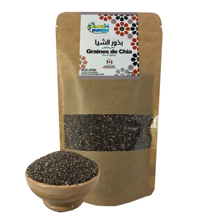 Graines de Chia 100% Pure et Naturelle - 250g - NUTRIENERGIE