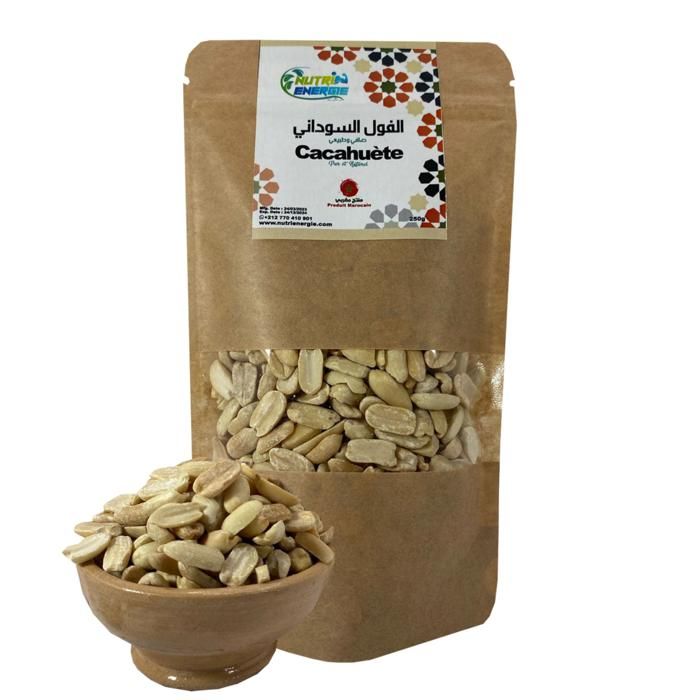 Cacahuètes Semi-Grillées Sans Sel 100% Pure et Naturelle - 250g - NUTRIENERGIE