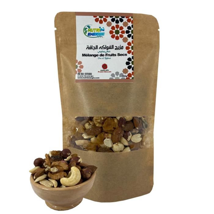 Mélanges des Fruits Sec Semi-Grillées Sans Sel 100% Pure et Naturelle - 200g - NUTRIENERGIE