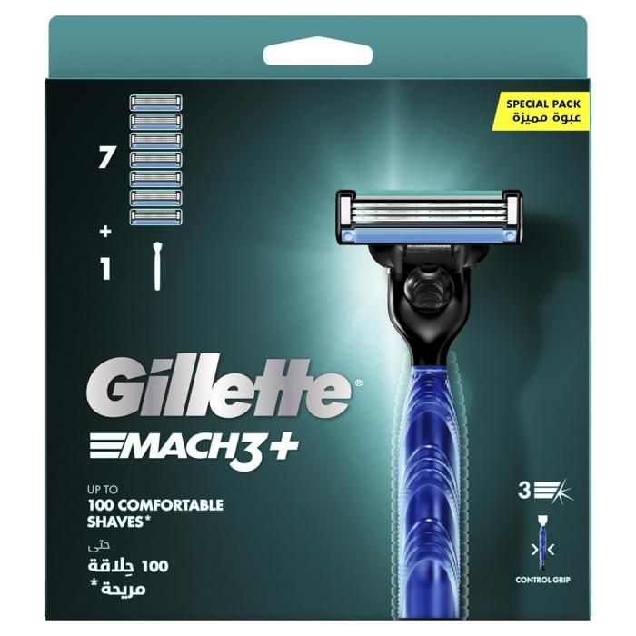 Rasoir - GILLETTE - Mach3 - 1 Manche + 7 Recharges - Lames résistantes - Rasage confortable