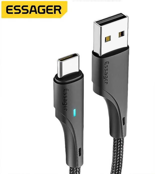 Essager Rousseau Câble de charge rapide USB vers Type C 3A 1 m pour telephone smartphone Noir (EXCT-LS01)
