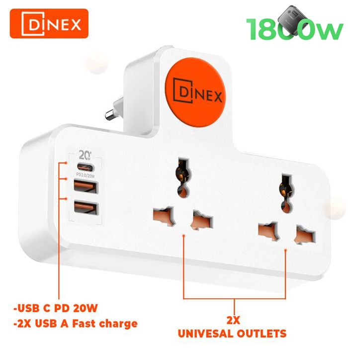 Multiprise - Non spécifié - 1800W - 3 prises - 3 ports USB - Protection contre les surtensions