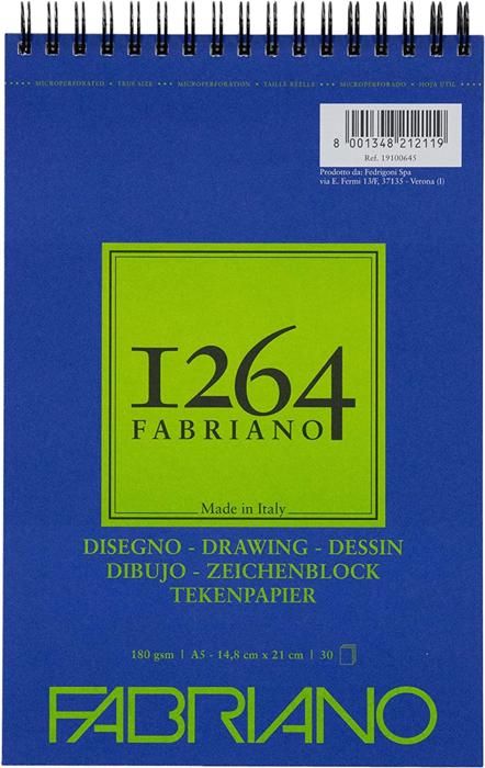 Bloc Spiral Papier pour Dessin A5 - 30 feuilles, 180 g/m² - 1264