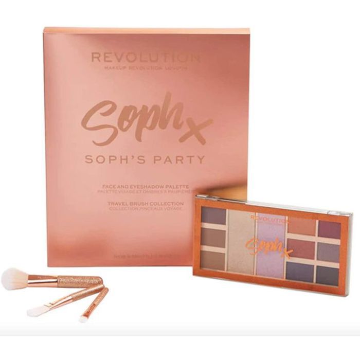 Coffret Maquillage - MAKE UP REVOLUTION - SOPH'S PARTY - Palette 9 Ombres - 3 Mini Pinceaux - Illuminateur