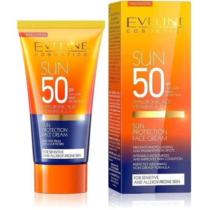 Crème Solaire - EVELINE COSMETICS - SPF50 - 50ml - Peaux Sensibles - Hypoallergénique