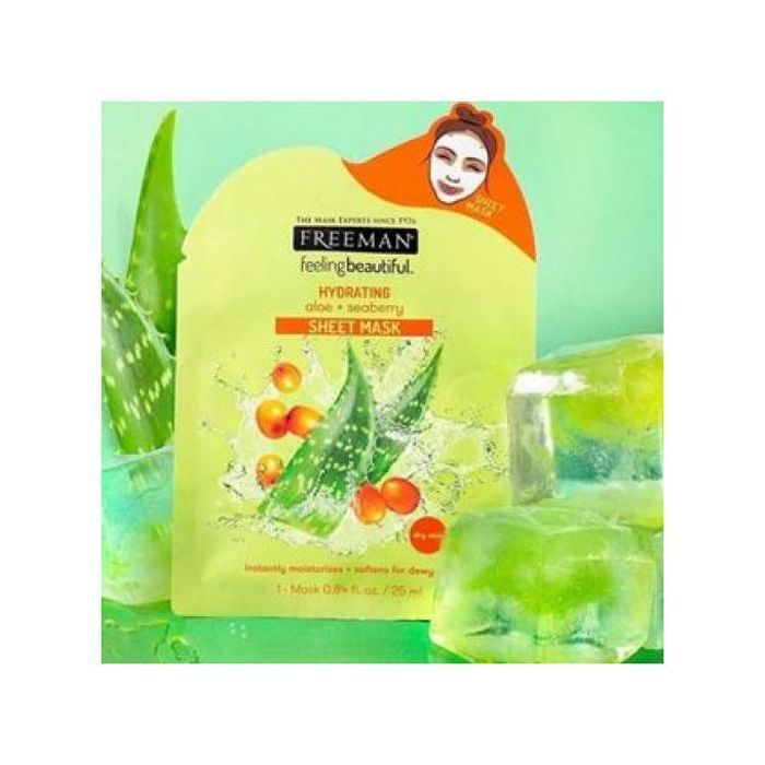 Masque facial en tissu - FREEMAN - Aloès + Myrtille - Hydratant - Vegan - Peaux sèches