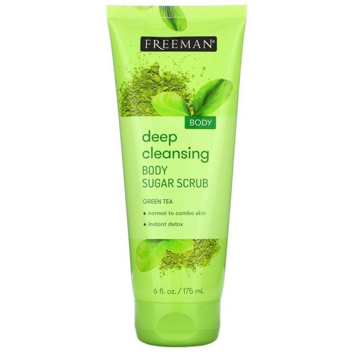 Gommage au sucre pour le corps - FREEMAN - Thé vert - 200 g - Détoxifiant - Éclat frais