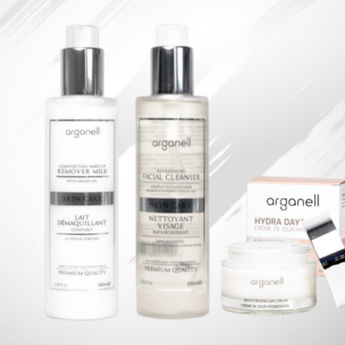Arganell Duo Pack Creme De Jour + Lait Demaquillant+ Gel Nettoyant Visage