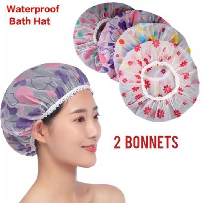 Bonnet de douche.pack de 2 Pièces différentes, Imperméable, réutilisables, élastiques.